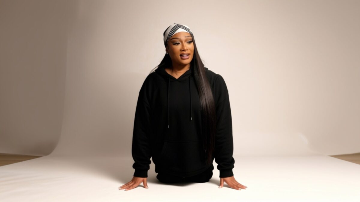 Megan Thee Stallion poartă un top din piele susținut de doar 2 șireturi