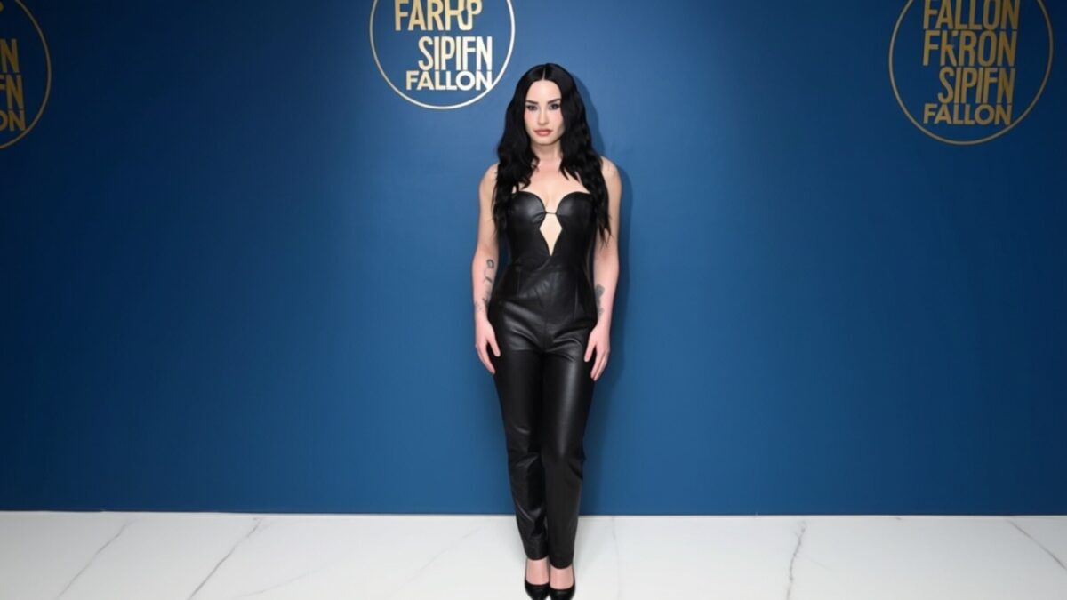 Rochia Bardot purtată de Demi Lovato uimește cu un design ținut de un singur șnur