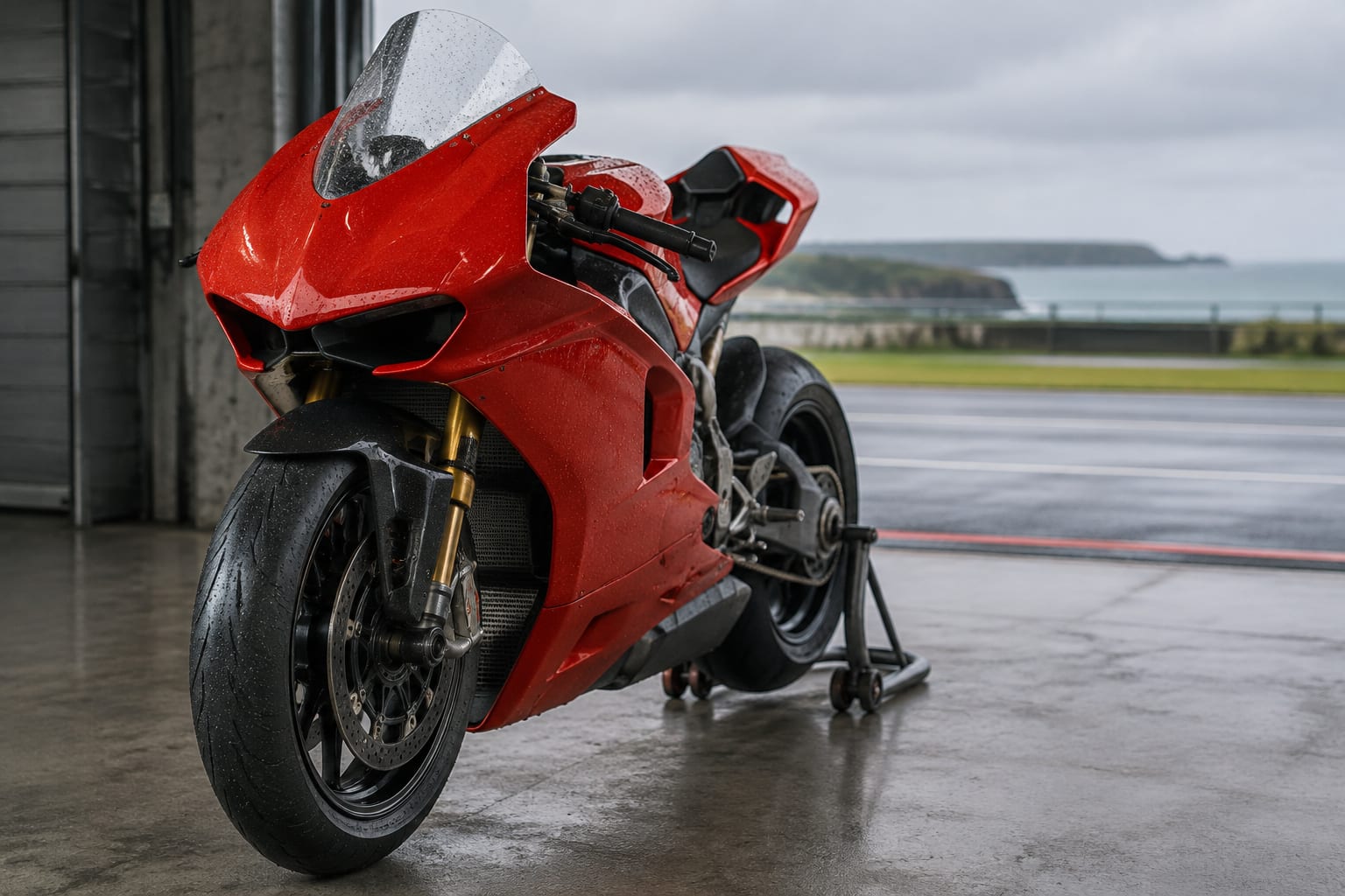 Motocicletă roșie pe circuitul Phillip Island