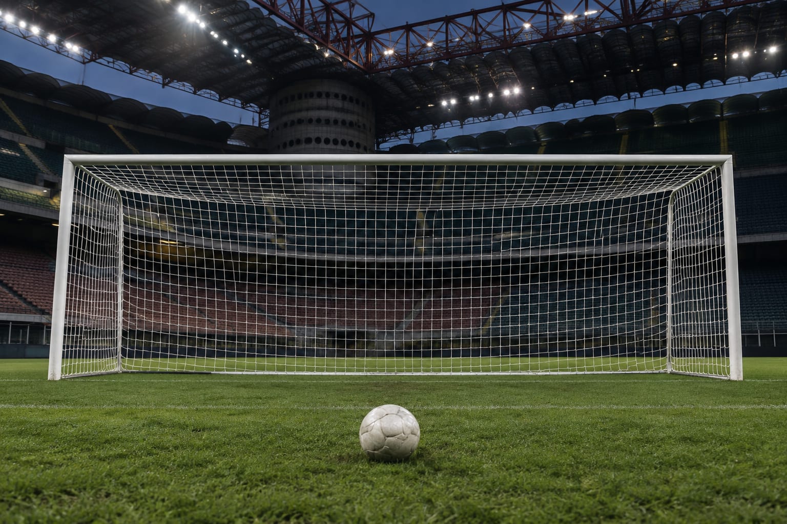 Mingea și poarta pe Giuseppe Meazza